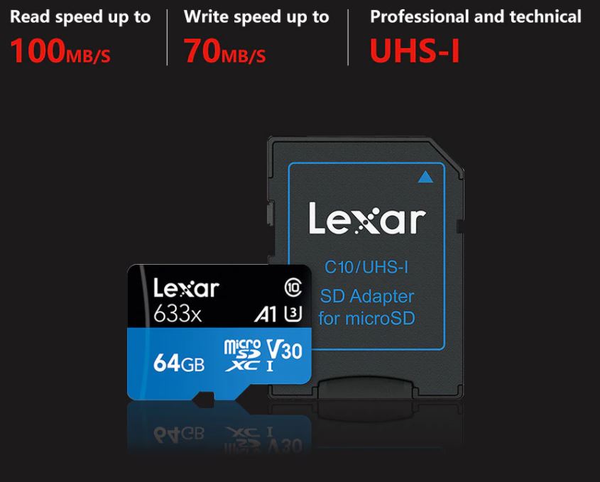 Карта памяти Micro SD Lexar 633X. Class 10 UHS-1 U1/U3