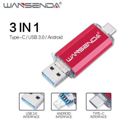 Флешка USB 16гб 32гб 64гб OTG 3 в 1